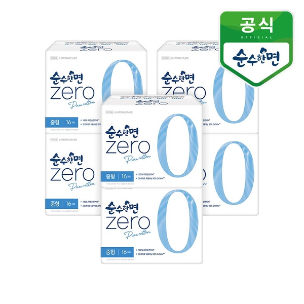 생리대 순수한면 제로 중형 16P 6개