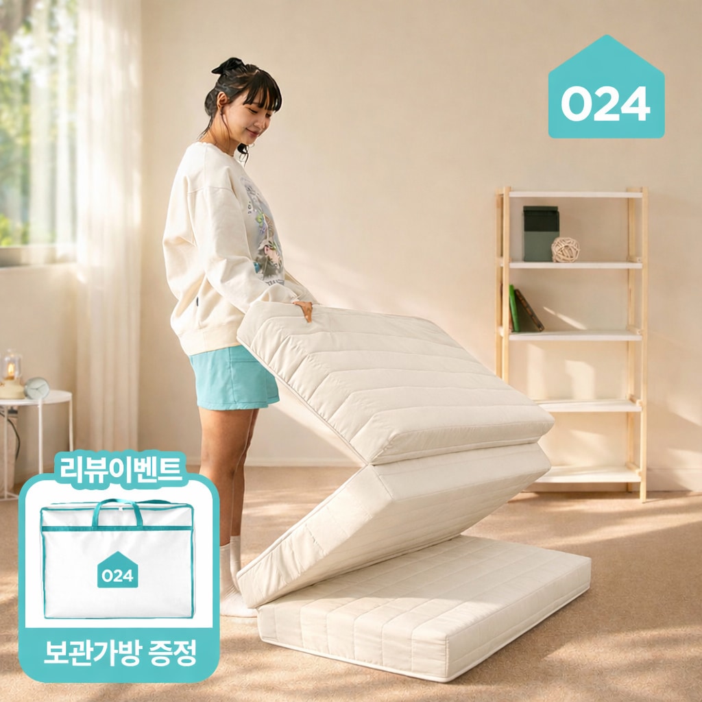 오늘의집 024홈 국민토퍼 3단 접이식 매트리스 푹신한 침대 바닥 토퍼 8cm MS/SS/Q