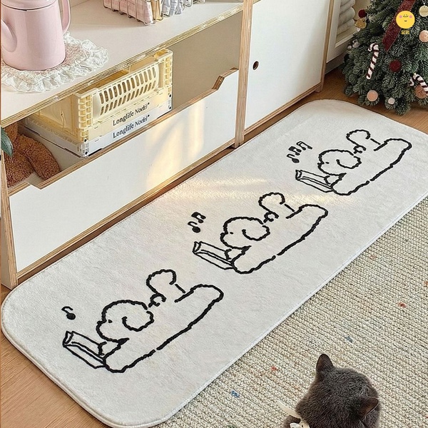 귀여운 스케치 퍼피 강아지 침실 포인트 긴 러그 5size_주방 거실 카페트 발매트