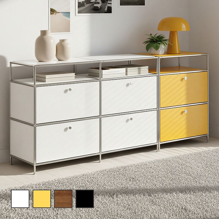 [오늘의집] 이안가구 국내제작/ 세렌티 600 1200 미드센츄리 모듈 수납장 높은 거실 서랍 선반장