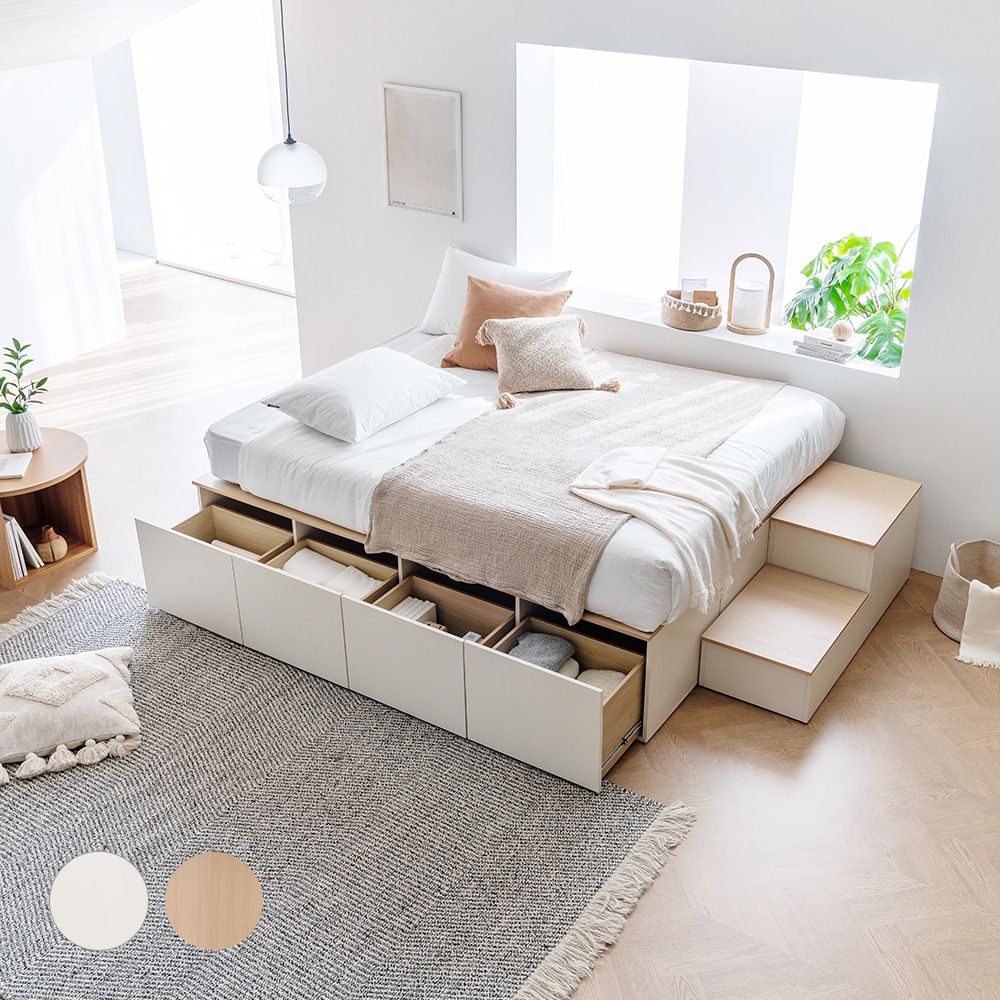 오늘의집 레이디가구 모노 슬라이딩 빅서랍 벙커 침대 프레임 (안전가드+계단포함) 2colors