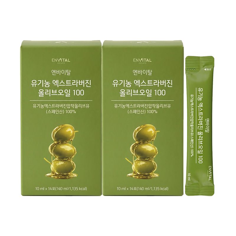 유기농 엑스트라버진 올리브오일 100 10ml*14포 2박스 가격 비교 엔바이탈 유기농 엑스트라버진 올리브오일 100 10ml*14포 2박스