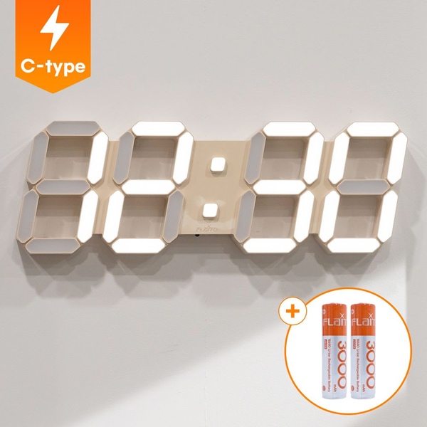 하이브리드 무선 C타입 인테리어 LED 벽시계 38cm