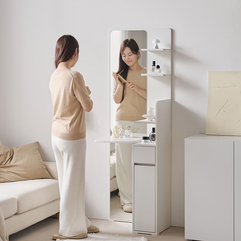 오늘의집 바로방가구 슬림 틈새 수납 전신거울 스탠딩 화장대