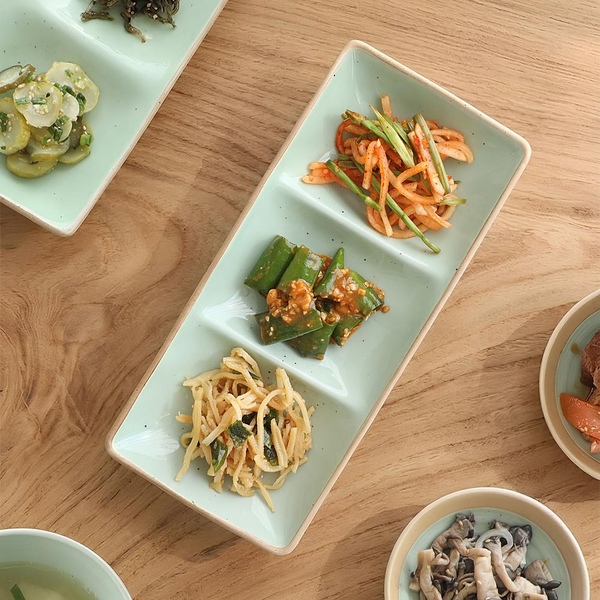 국내생산 마루 3구 나눔접시 국산 프리미엄 도자기 핸드메이드 그릇 신혼 식기 칸칸 찬기