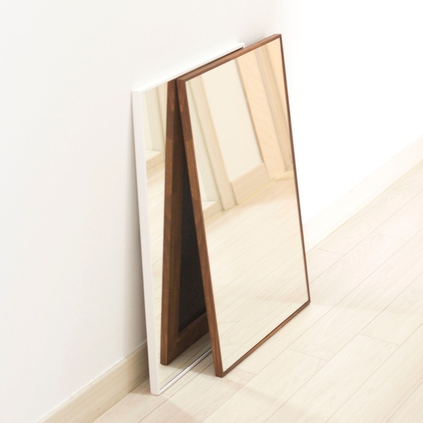 슬림 원목 사각 벽거울 400x600 (화이트/브라운)
