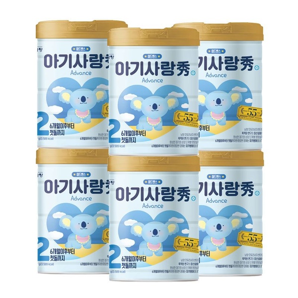 아기사랑 수 Advance-2단계 800g 6캔 / 캔분유