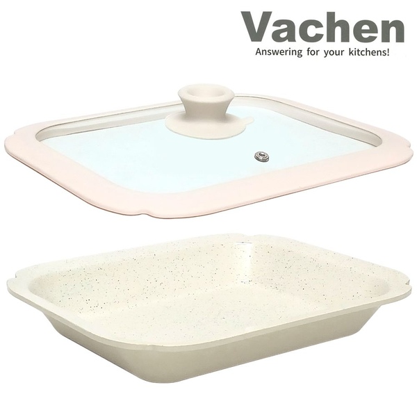 바첸 쿠커블웨어 헤라 (베이지) + 직사각뚜껑 Vachen 인덕션 가스렌지 겸용 2707