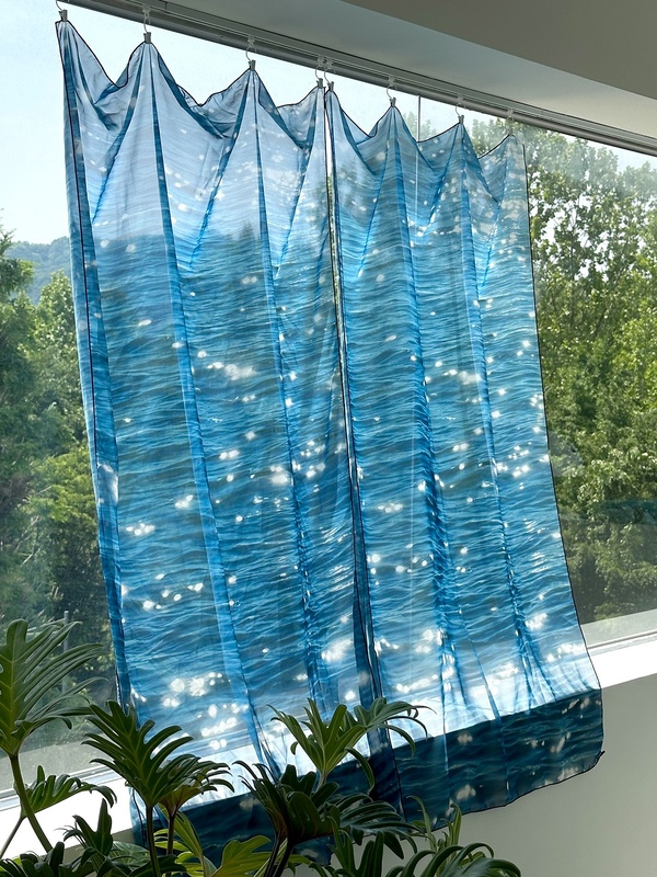 감성 쉬폰 패브릭 포스터 풍경 가리개 커튼 3size_blue ripple