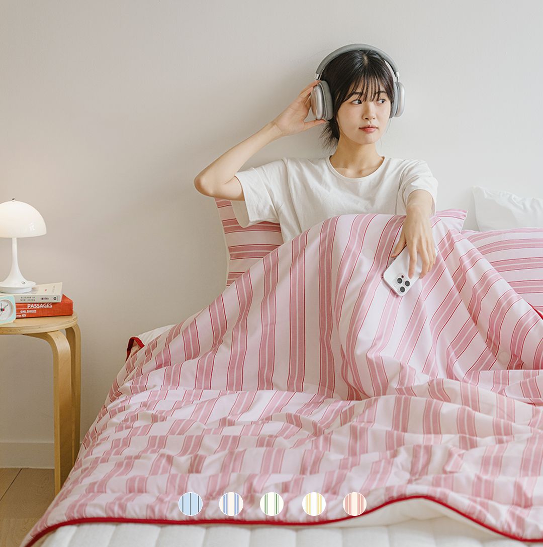 오늘의집 바자르 보들시원 썸머빌리지 냉감 먼지없는 양면 여름 차렵이불세트 SS/Q 5컬러