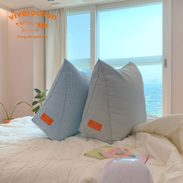 캔디코튼 삼각 등받이쿠션 삼각등쿠션 쇼파 침대 세모 베개 허리 대형 (솜포함) 3color
