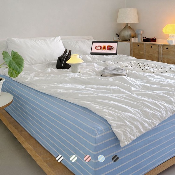 [15%쿠폰] 맞춤 스트라이프 순면 항균 사계절 매트리스 커버 5color 15size