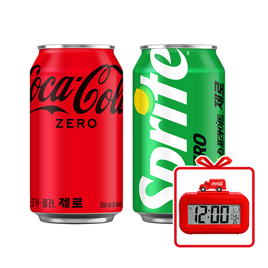 [분리배송]코카콜라제로350ml(24입)+스프라이트제로350ml(24입)+코카콜라탁상시계