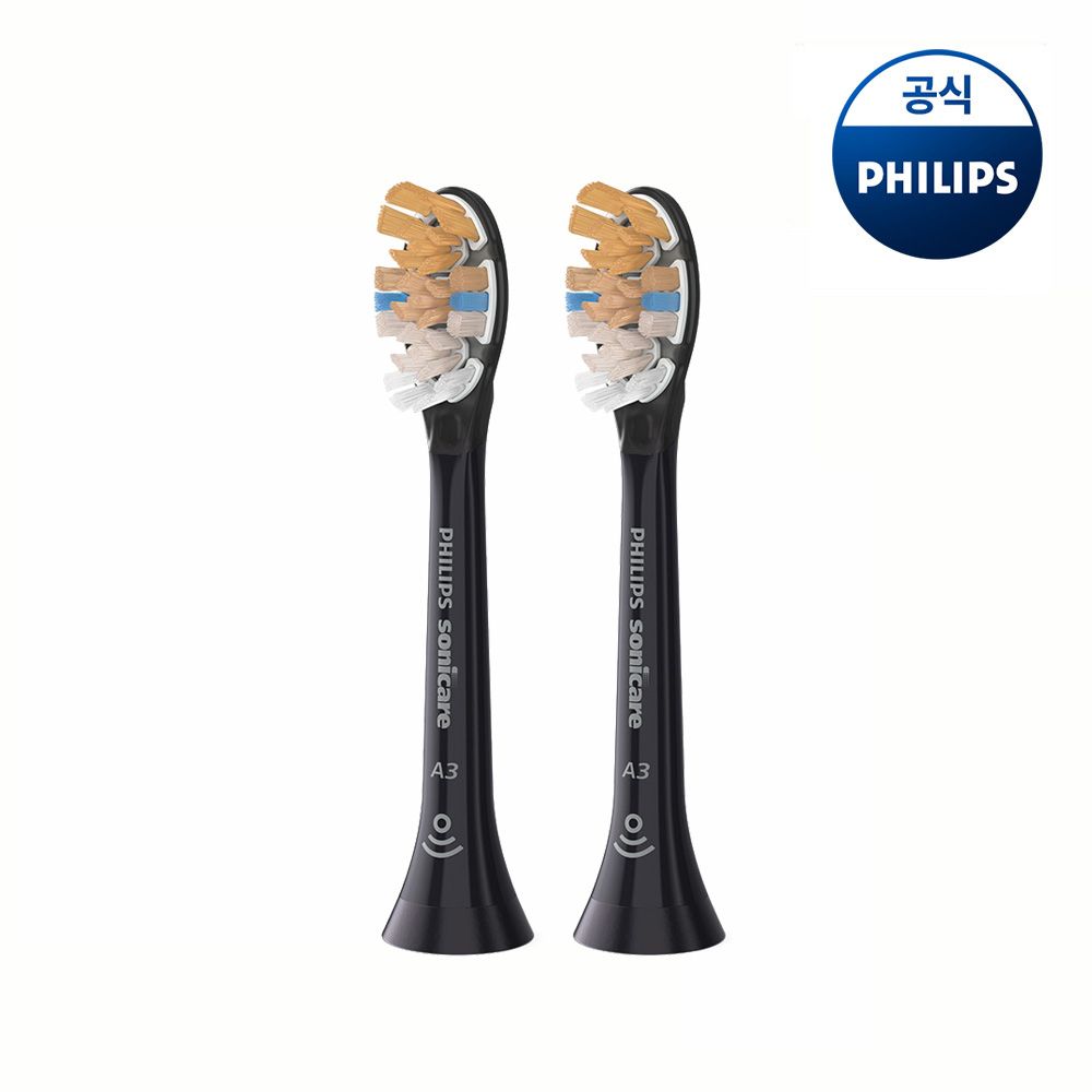 필립스 소닉케어 A3 프리미엄 올인원 칫솔모 블랙 2개입 HX9092/91 - 최저가 50,000원