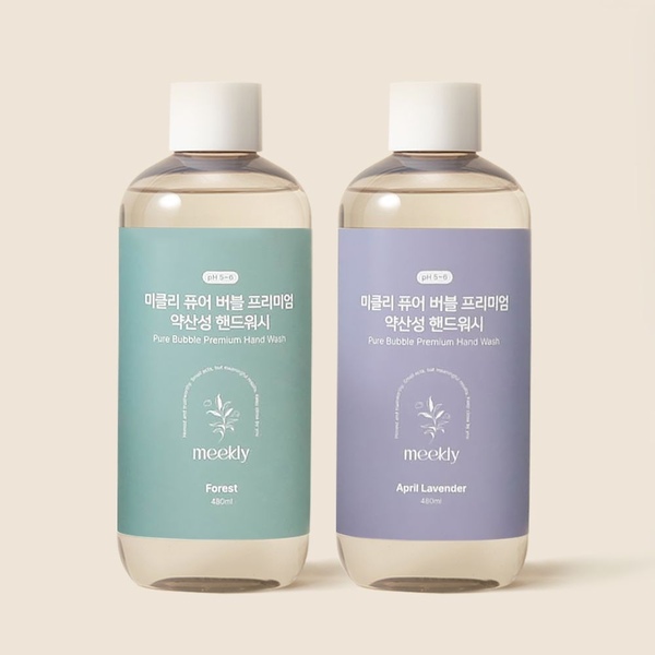 퓨어 버블 프리미엄 약산성 핸드워시 480ml x 2개 손세정제 리필