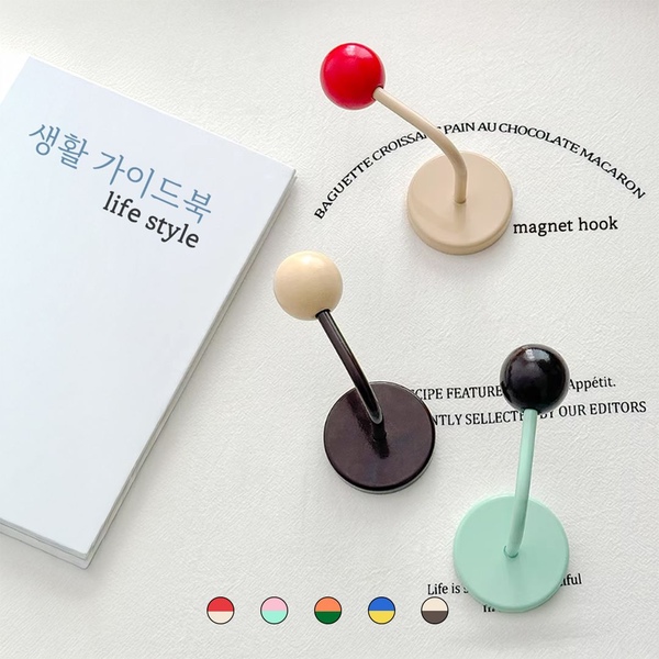 강력 자석 컬러볼 후크 고리 냉장고 현관문 무타공 마그넷 걸이