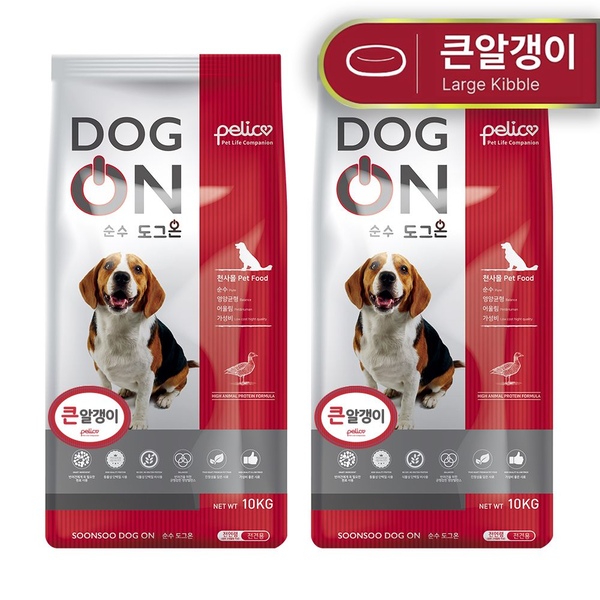 대용량 진돗개 리트리버 대형견 사료 도그온 10mm ,10kg, 2개