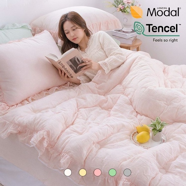 국내생산 무자극 모달100% 먼지없는 프릴 사계절 차렵이불세트 5컬러 SS Q