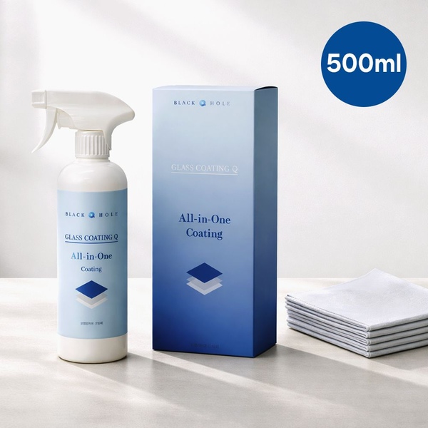 글라스 코팅큐 500ml+올인원타올 2장 유리막 물때제거 세정제 광택 발수코팅제