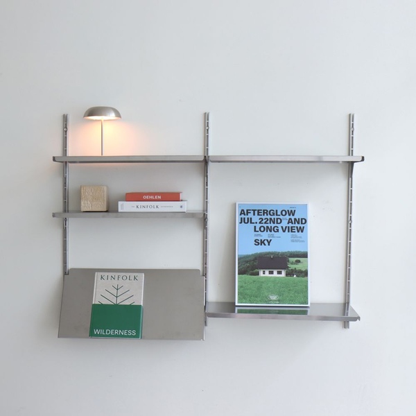 모듈 벽선반 시스템선반 스텐선반 900set (포스트2+플랫2+디스플레이1)