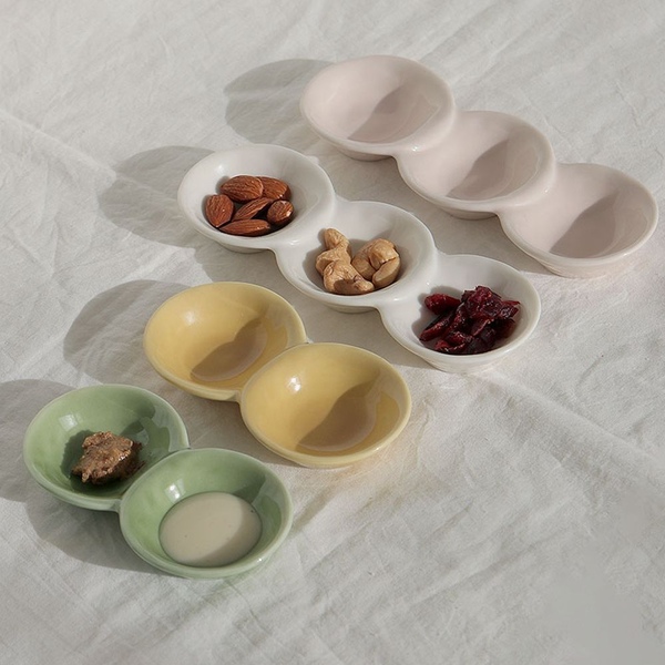 칸칸 콩 나눔접시 3칸 접시 4color 종지 나눔 찬기 반찬그릇 3구 소스볼