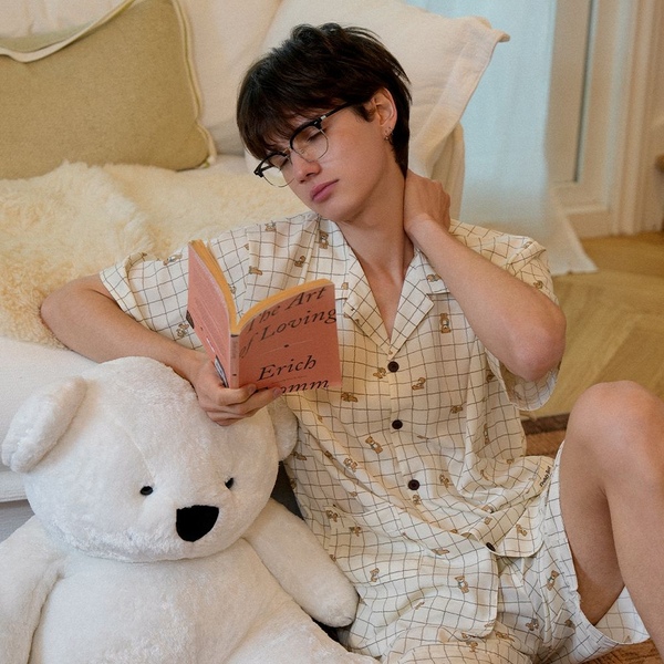 테지움 테디베어 와플린 실크스킨 반팔 상하의 세트