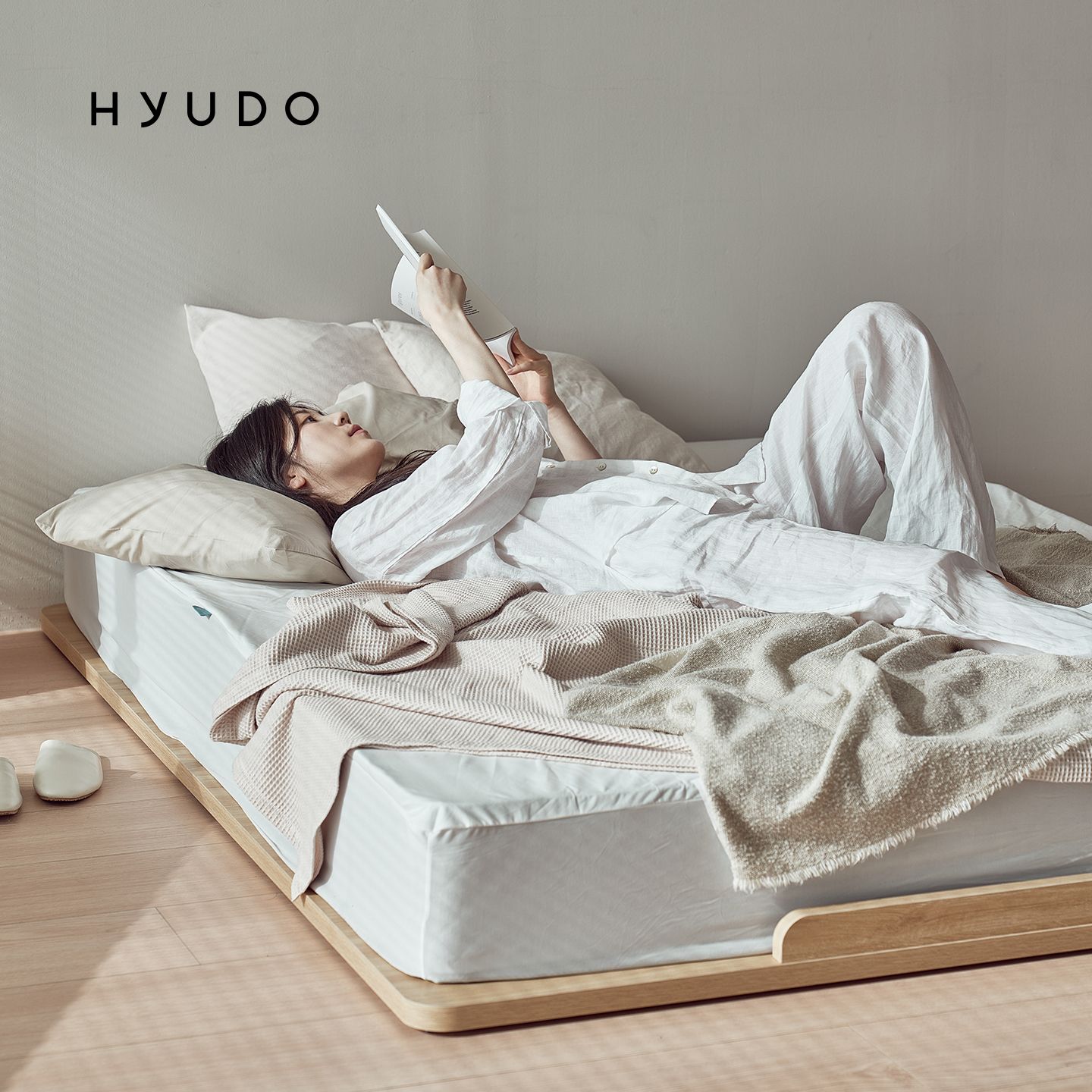 오늘의집 나른한선유 E0등급 저상형 무헤드 원목형 깔판 침대프레임 MS/S/SS/Q/K