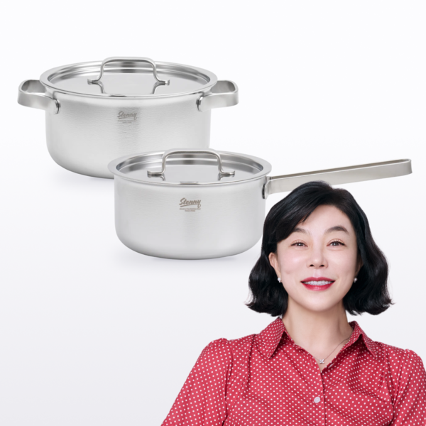 무연마제 스테인리스 통5중 냄비 2종세트 (편수16cm+양수20cm)