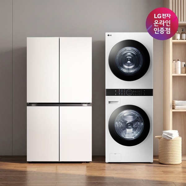 LG 오브제컬렉션 냉장고 + 트롬 워시타워 (T876MEE111 + W2421WAMR)