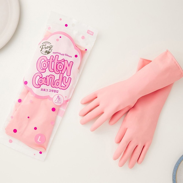 솜사탕처럼 가볍게! 코튼캔디 핑크 고무장갑 10개입 (3size)