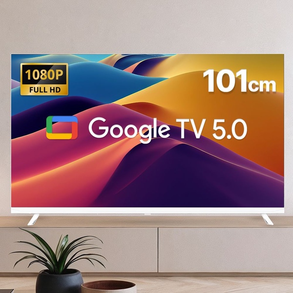 구글 101cm(40인치) FHD 화이트슬림 스마트TV 고화질 에너지1등급 안드로이드티비
