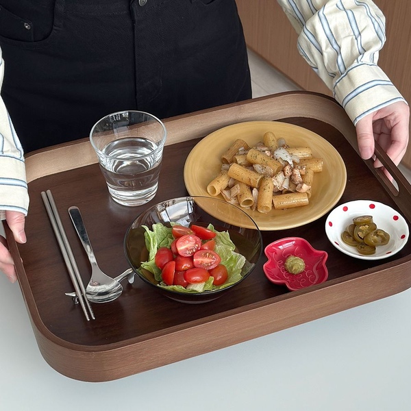 핸들 우드 트레이 혼밥쟁반 브런치 나무쟁반 디저트트레이
