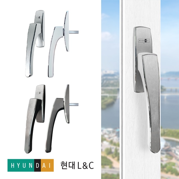 한화 L&C 엘앤씨 오토락 샷시손잡이 라피네 레버핸들 화이트, 블랙 창호 창문 샤시 자동