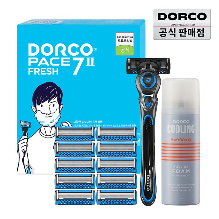 도루코 페이스7투 Fresh 면도 기획세트 3호(면도기+날 총 11입+쉐이빙폼)