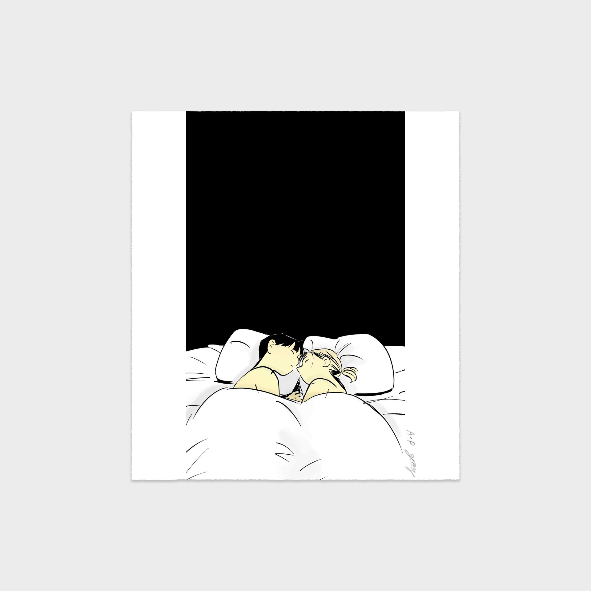 오늘의집 가현아트 GahyunArt 그림비 Grimb 검정색 하트 / 실크스크린 판화 작품 일러스트 그림 액자