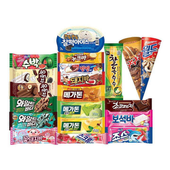 [오늘의집] 롯데웰푸드 [50개] 아이스크림 바류 10종x5개(아맛나/돼지바/메가톤/와일드바디/빙빙바 등)