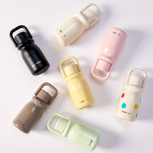 HOLOHOLO 밀크 텀블러 430ml 보온병 원터치 스텐 손잡이 8color