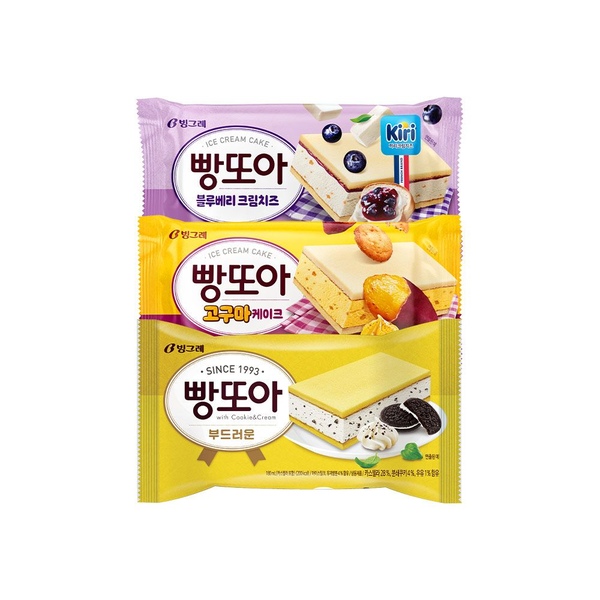 빵또아 아이스크림 30개 (부드러운 / 블루베리 / 고구마케이크)