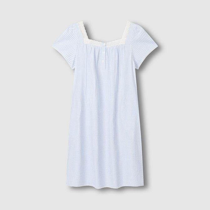 여 시어서커 셔링 반팔 파자마 원피스 (3 sizes)(4 colors)