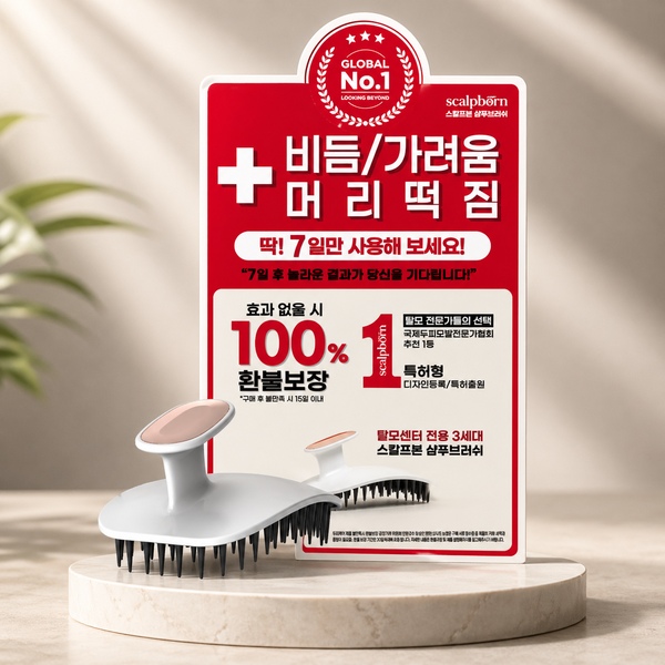 3세대 머리빗+ 두피마사지 두피클렌징 염색약제거 헤어롤빗 탈모 빗 샴푸브러쉬 10초의 기적