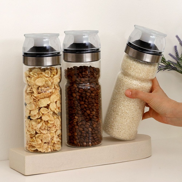 블랙엣지 내열유리 쌀통 시리얼통 잡곡통 1100ml