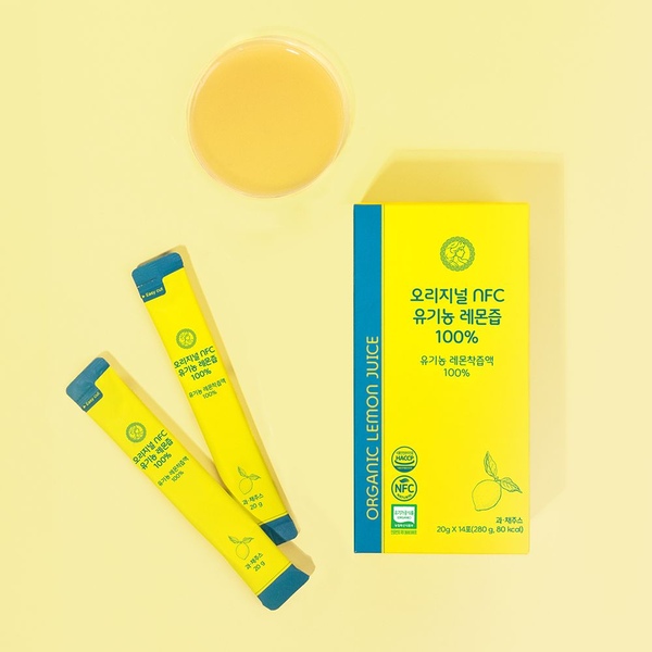 오리지널 NFC 유기농 레몬즙 100% 착즙 레몬 원액 20g x 14포