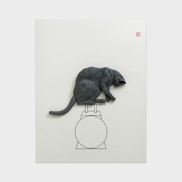 김여옥 PoppyCat B-05 / 판화 작품 고양이 인테리어 그림 액자 소품