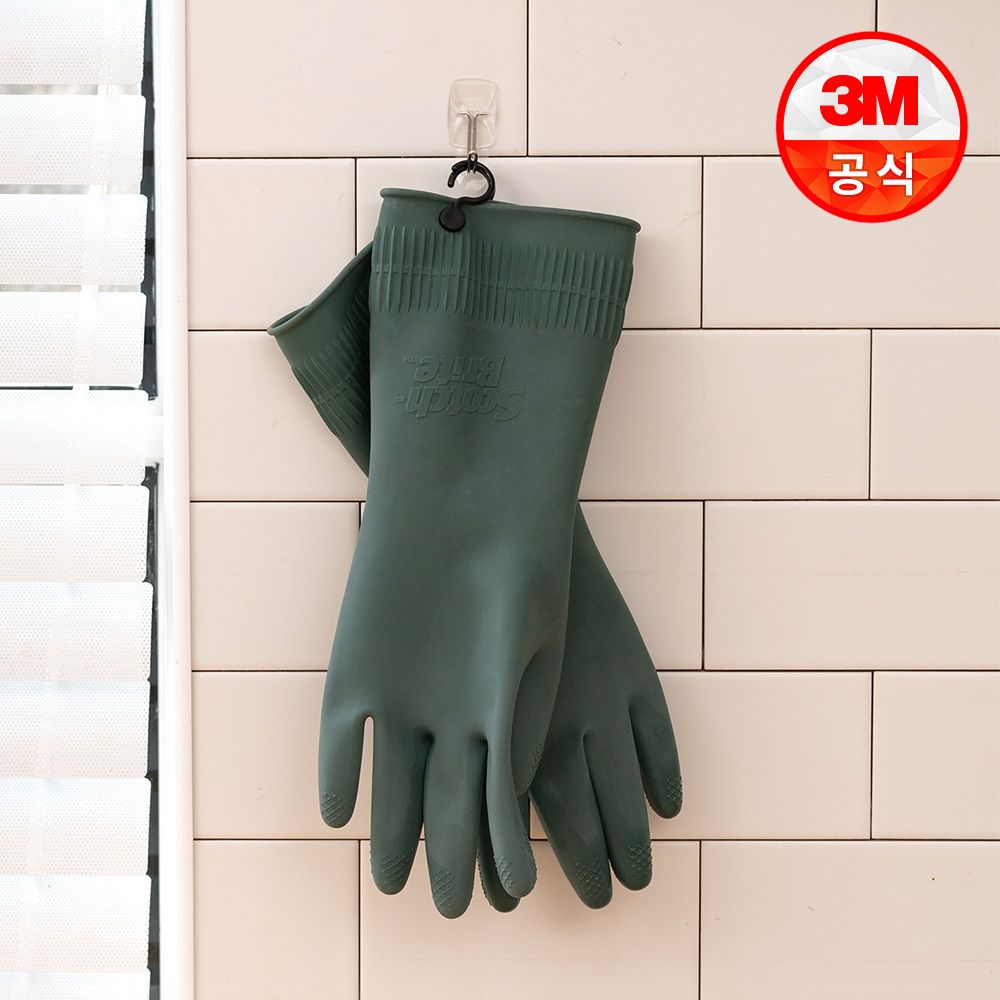 3M 고리형 다크그린 라텍스 고무장갑 5개 세트