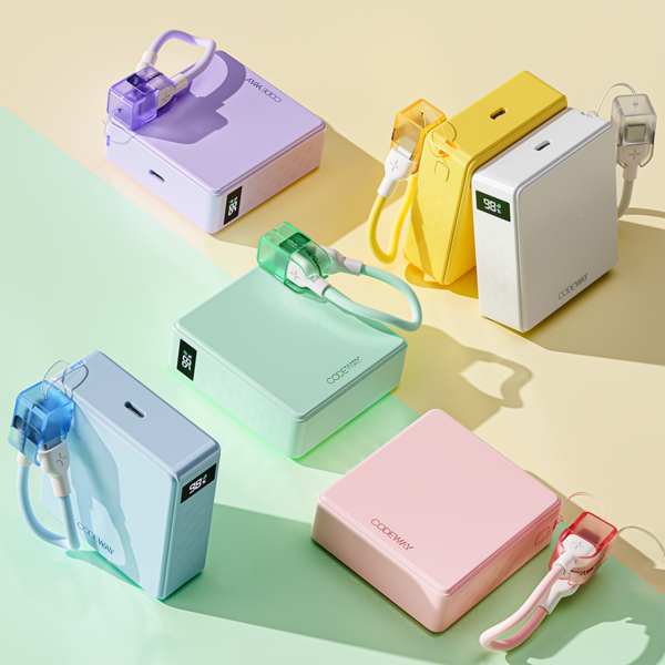 케이블 증정/10000mAh 보조배터리 전량표시 기내반입 휴대용 미니 고속충전 배터리