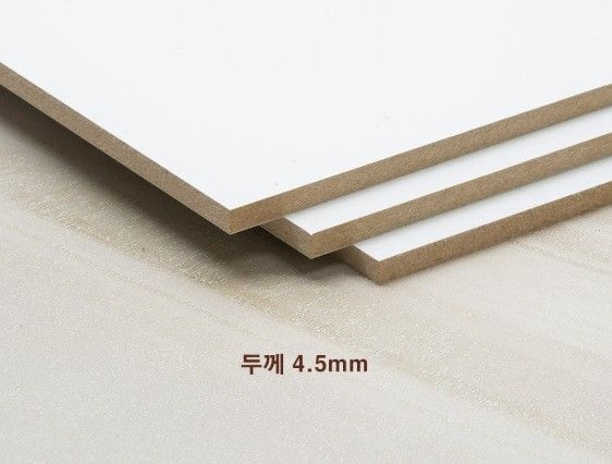 로디픽 화이트 무광 4.5T MDF 합판 양면필름코팅 주문제작 재단 100x100