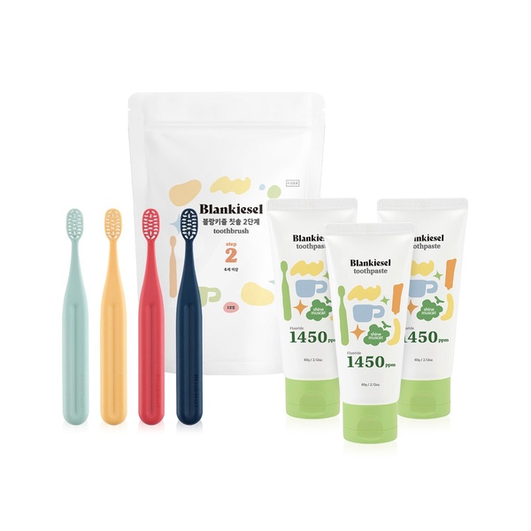 블랑키즐 2단계 실속세트(2단계 치약 3EA+2단계 먼슬리 실속팩(12p))
