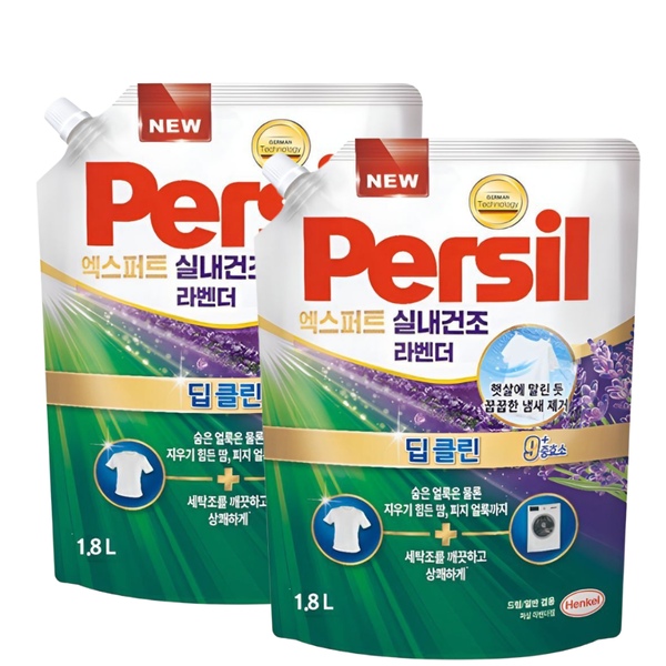 라벤더 액상세제 드럼 일반 겸용 세탁세제 1.8L 2개