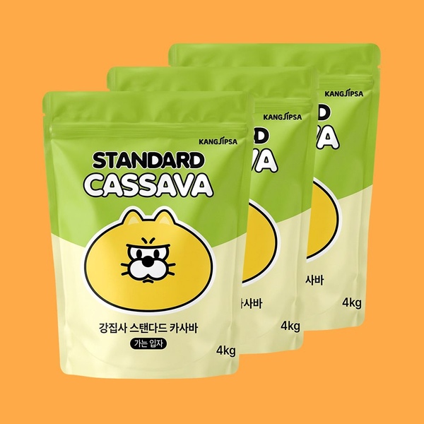 스탠다드 카사바 고양이모래 4kg x 3개 가는입자/혼합입자