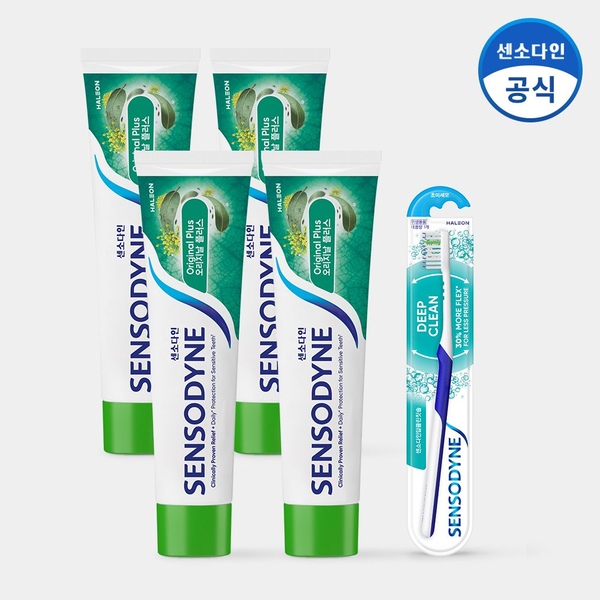 오리지날 플러스 치약 100g x4개+딥클린 칫솔 1개